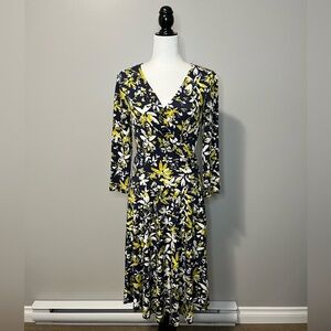 Long Tall Sally Floral Print Wrap 3/4 Sleeve V-Neck Dress
